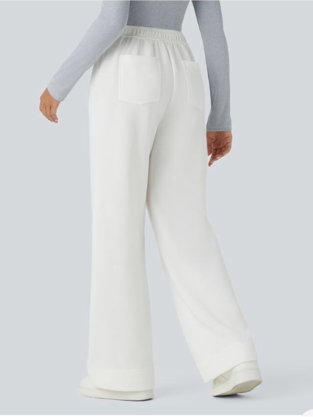 HALARA White Wide-Leg Pull-On Pants
